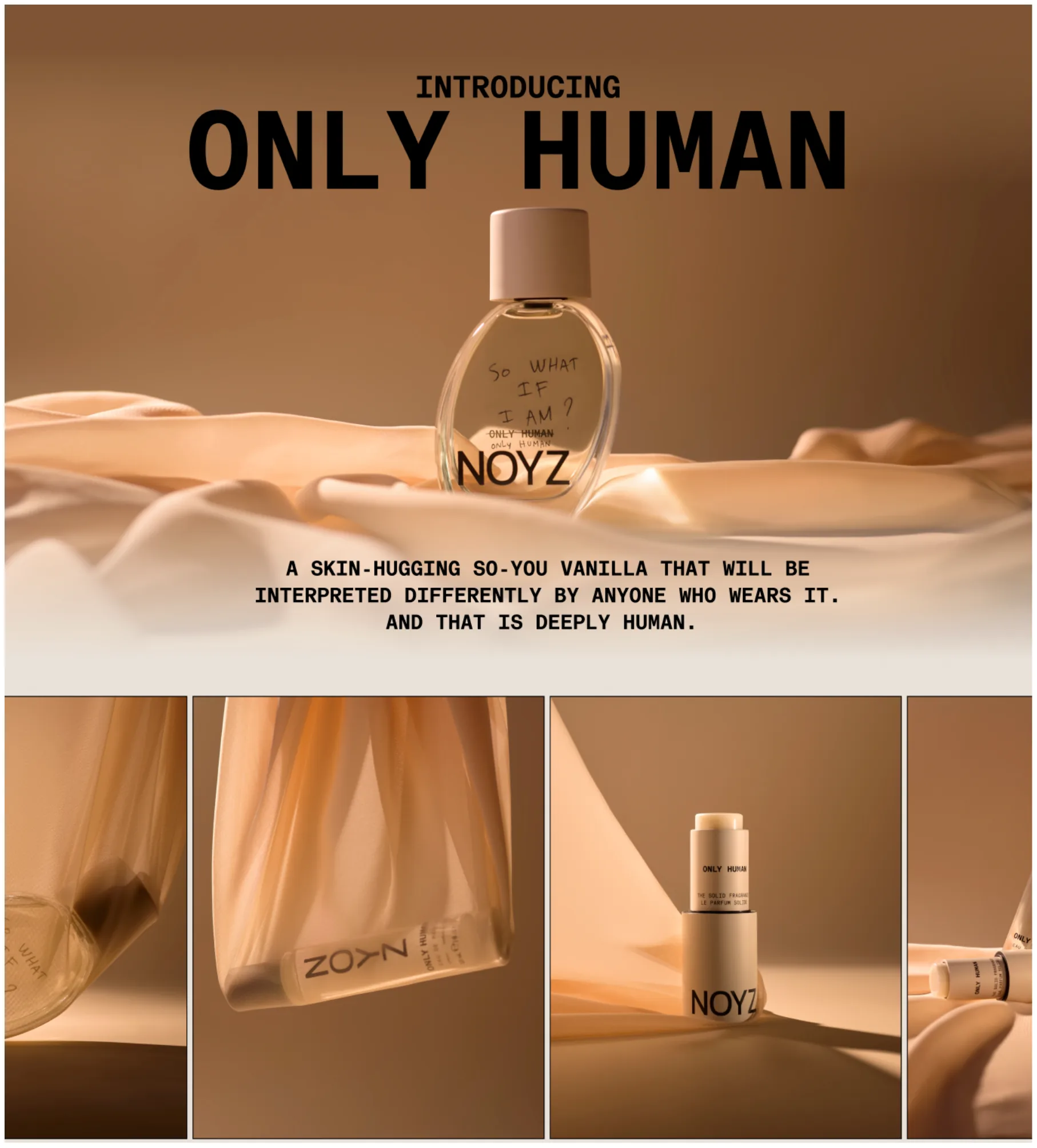 A page from the Only Human experience with product gallery